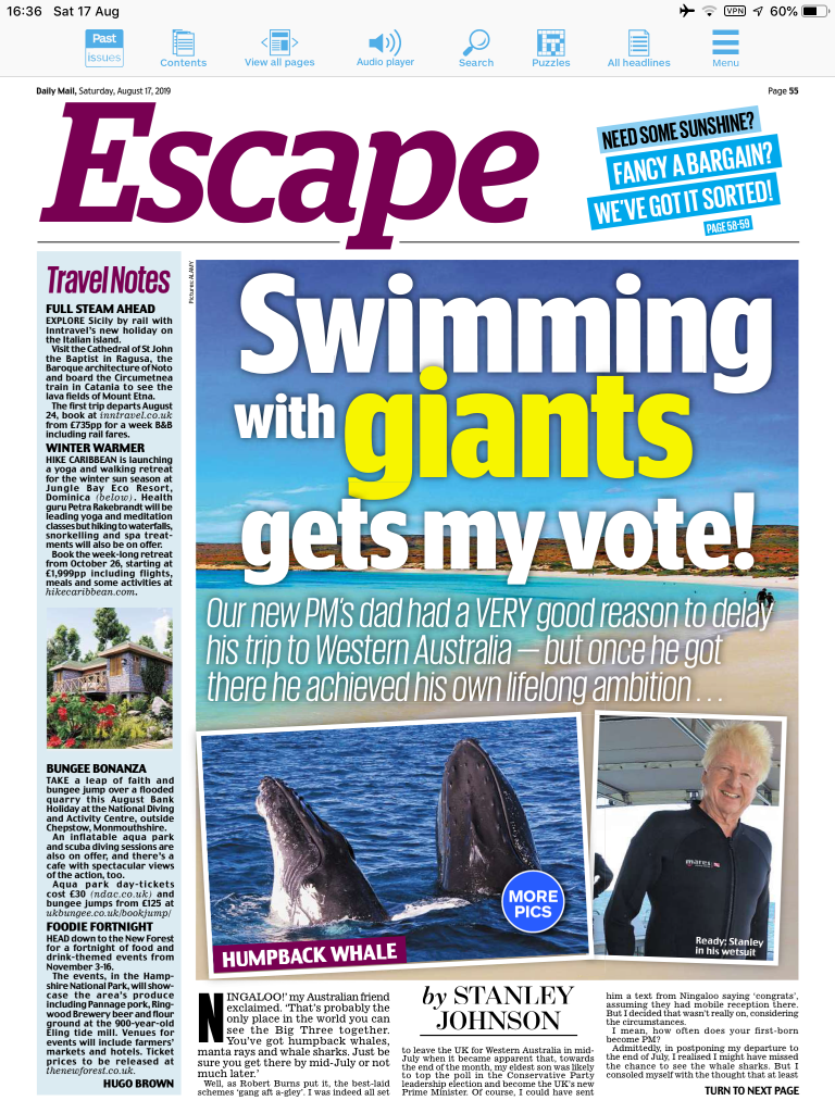 'Swimming with giants gets my vote' - Stanley Johnson